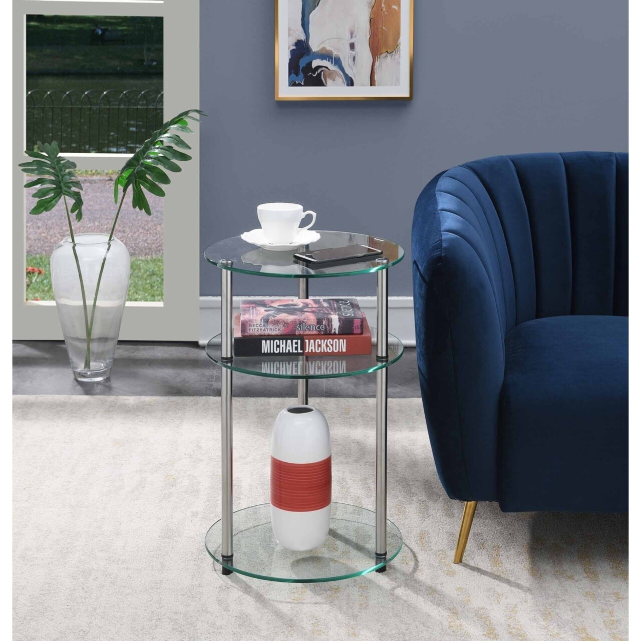 Convenience Concepts Designs2Go Classic Glass 3 Tier Round Table, Glass